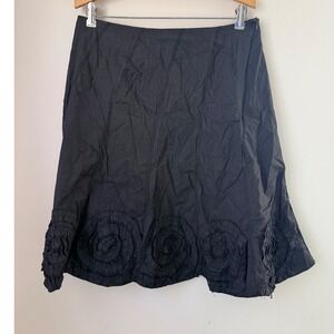 Solitaire Black Ruffle Flower Midi Skirt Women's‎ Size L Whimsigoth Whimsical